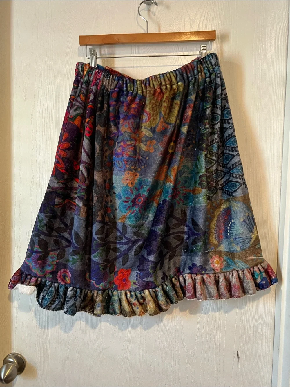Natural Life Towel Wrap Size S/M Blue Patchwork Super Cozy Soft